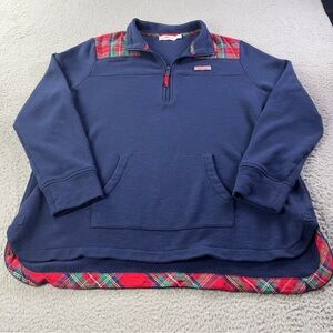 Vineyard Vines Sweater Womens XL Blue Quarter Zip Long Sleeve Preppy